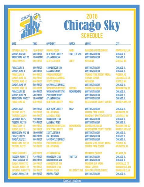 chicago sky schedule 2021